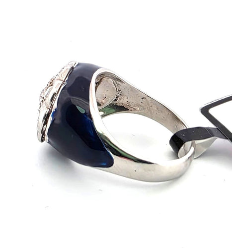 Bague 48 Bague en platine et émail avec diamants 58 Facettes