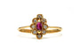 Bague 57 Bague contemporaine en or jaune 18 carats sertie d'un rubis et de diamants "taille" brillant (+-0.08ct) 58 Facettes B734