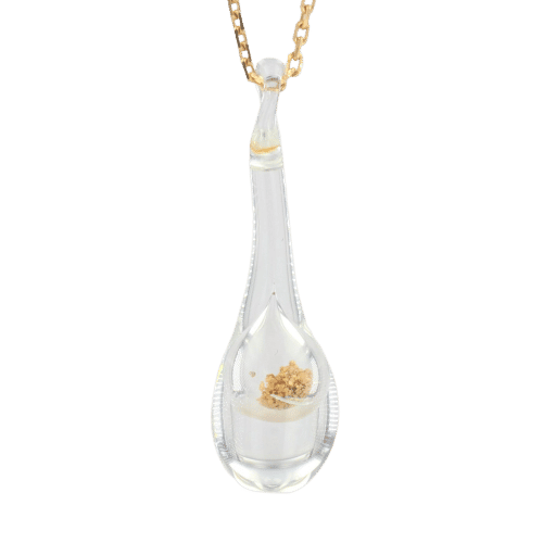 Collier Chaîne en or et son pendentif en verre et paillettes dorées 58 Facettes 21-268