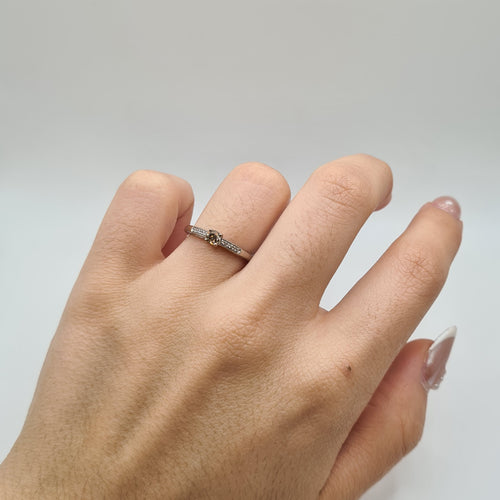 Bague 52 Mauboussin - Solitaire or blanc serti diamant marron et diamants naturels 58 Facettes