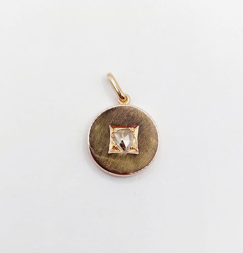 Pendentif Pendentif cible Art Déco or rose diamant taille rose 5mm (circa 1900) 58 Facettes A06029