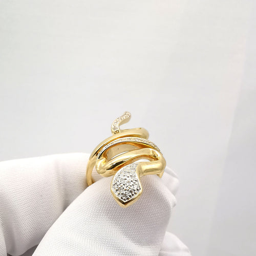Bague Bague serpent or & diamants 58 Facettes