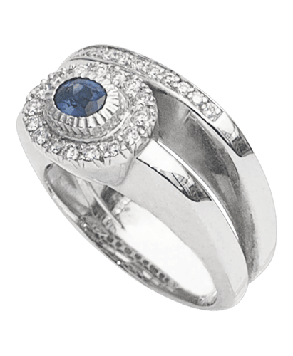 Bague alliance Or blanc 18K Saphir Diamants
