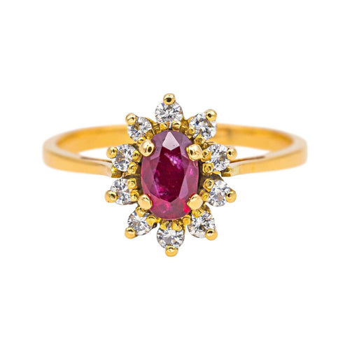 Bague 50 Bague Marguerite Or jaune Rubis, Diamant 58 Facettes 4776440CN