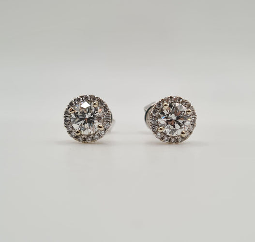 Boucles d'oreilles Boucles d'oreilles or blanc serties de diamants GIA 58 Facettes