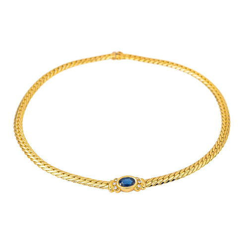 Collier Collier  Or jaune Saphir, Diamant 58 Facettes 4410624CN