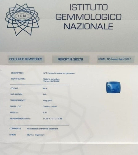 Пръстен от Платина със сапфир и диаманти 