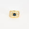 Bague 57 Bague or jaune, saphir central, sertie de 38 diamants 58 Facettes 1-0000102/2