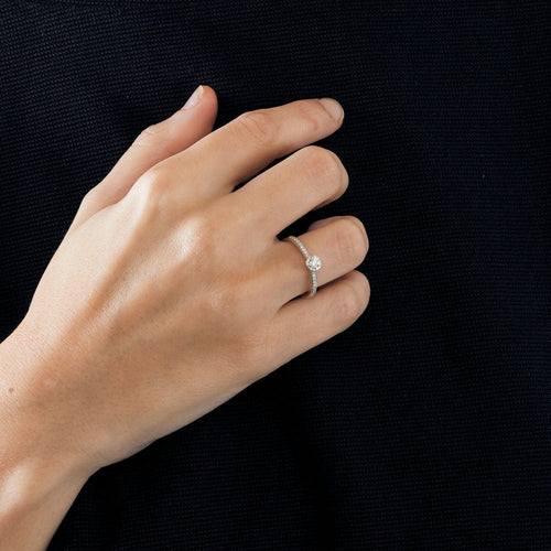 Bague 54 Solitaire or blanc avec diamants 58 Facettes 3121181