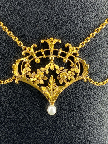Collier Collier draperie en or 18 carats et perles, travail français vers 1880 58 Facettes AB37