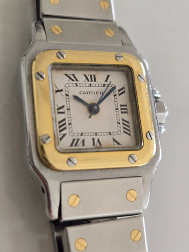 Montre Cartier - Montre Santos Galbée en acier et or jaune 58 Facettes