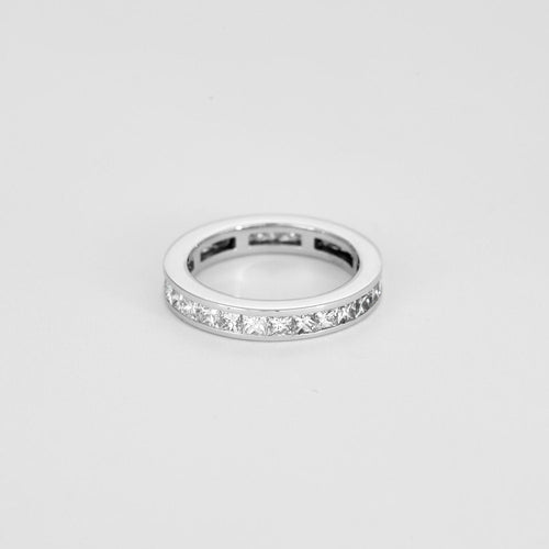 Bague 52 Alliance diamants princesses tour complet 3 carats 58 Facettes