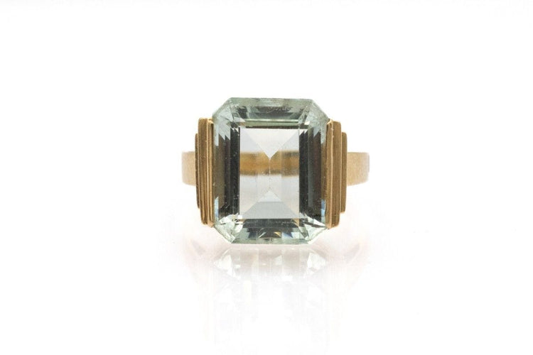 Bague 52 Bague ancienne aquamarine 8,50 ct en or jaune, Suède 1942 58 Facettes 11622