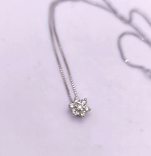 Collier Pendentif fleur en diamant chaine or blanc 58 Facettes