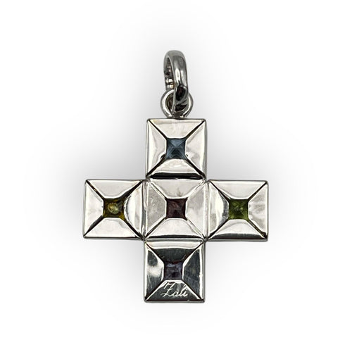 Pendentif Pendentif Croix or blanc 750/1000 empierrée 58 Facettes 149059925