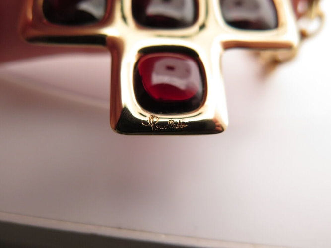 Collier collier POMELLATO pendentif croix grenats + chaine en or 18k 81gr 58 Facettes 267203