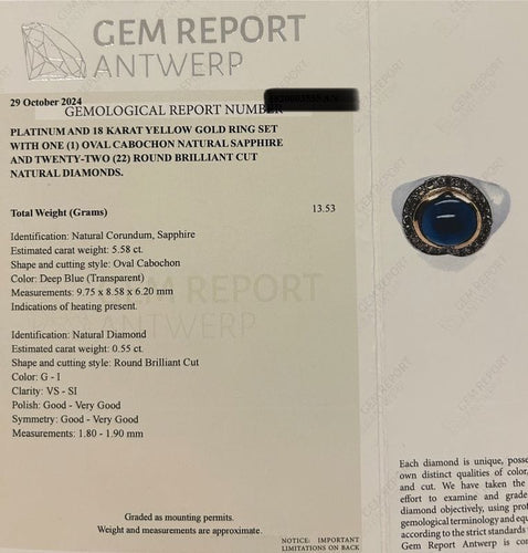 Bague 55 Bague en platine, saphir et diamants 58 Facettes