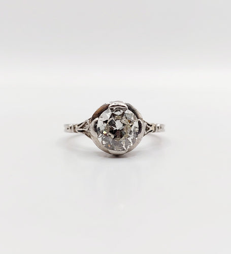 Bague 50 Bague solitaire Art déco en platine et diamant taille ancienne 1,35 carats 58 Facettes A06439