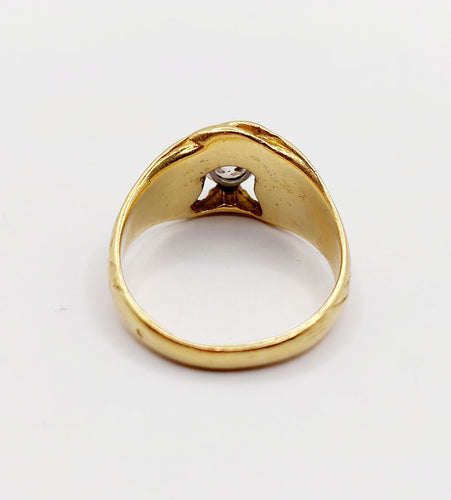 Bague 62.5 Bague chevalière chimère en or 18k et platine avec diamant taille ancienne 58 Facettes A06450