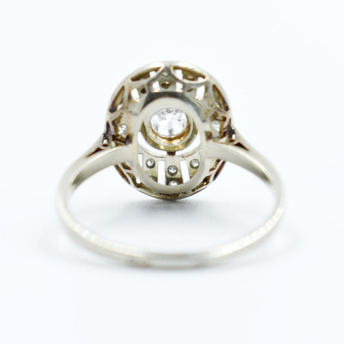 Bague 53 Bague Art Deco or platine et diamants 58 Facettes