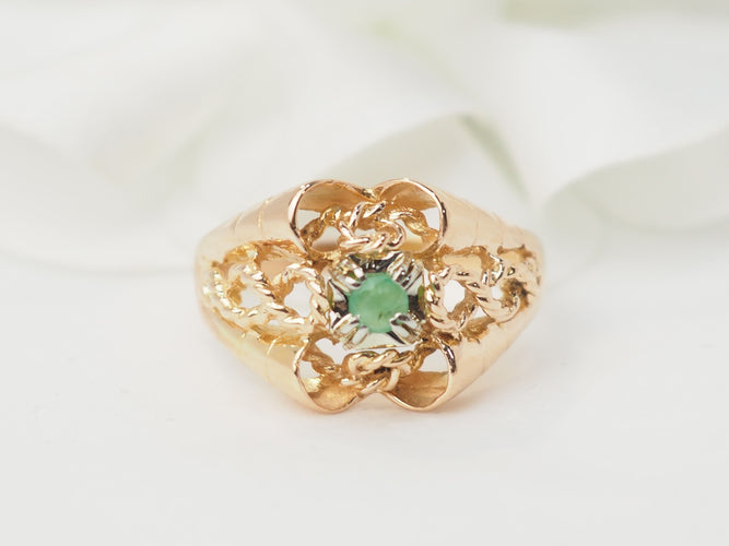 Bague 58 Bague ajourée en or rose et émeraude 58 Facettes 33470