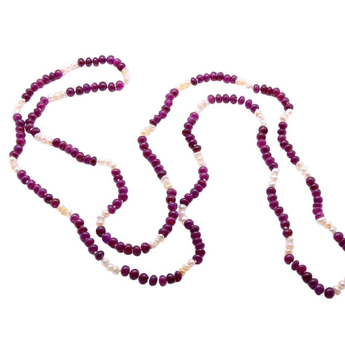 Collier Collier perles de rubis et perles blanches « Amarante » 58 Facettes 184