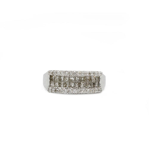Bague 56 Bague Bandeau - Or blanc & Diamants 58 Facettes 250345R