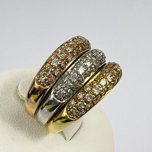 Bague Bague Triple 3 Ors avec Oxydes 58 Facettes 20400000770