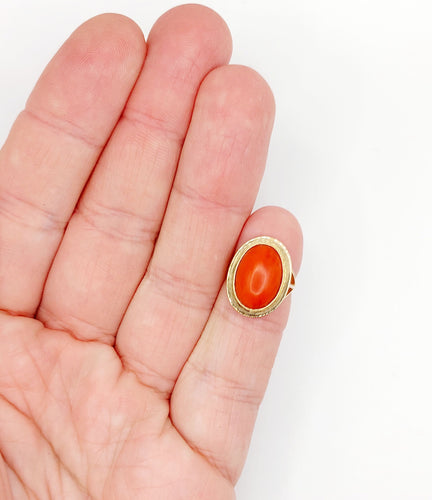Bague 43 Bague cocktail or rose, cabochon de corail, Art Déco 58 Facettes A06379