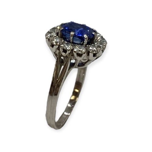 Bague 50 Bague platine sertie d’un saphir de Ceylan non chauffé de 1.82 cts et diamants 58 Facettes 330079802