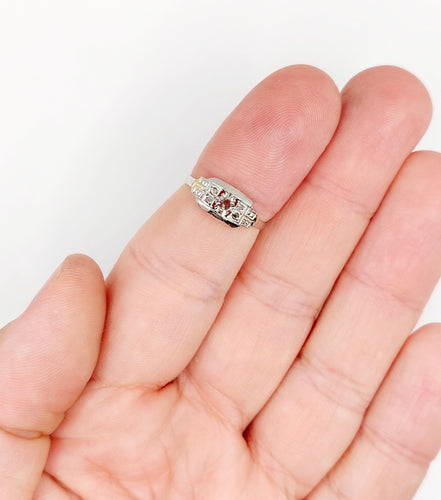 Bague 52 Bague art deco or blanc 18k diamants tailles roses et monture géométrique (circa 1930) 58 Facettes A05398