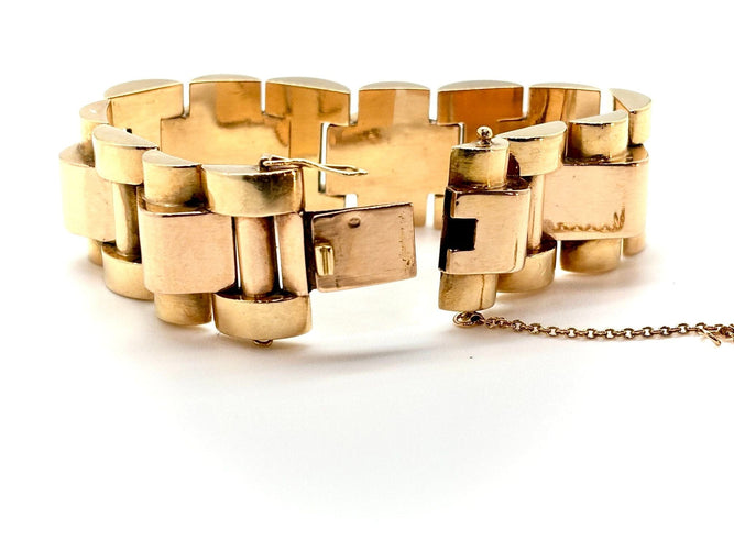 Bracelet Bracelet TANK or jaune et or blanc 58 Facettes M9274