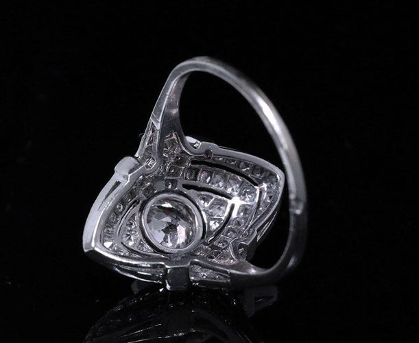 Bague 59 Bague navette en platine et diamants Art Déco 58 Facettes