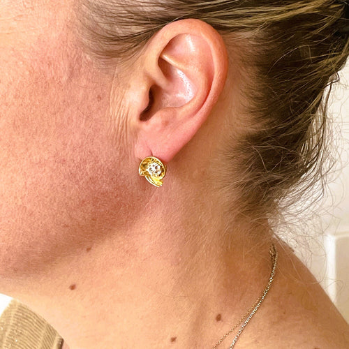 Boucles d'oreilles Boucles d'oreilles diamants or jaune en volutes 58 Facettes