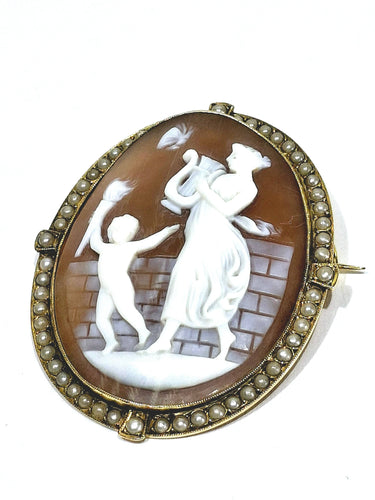 Broche Broche Camée Coquillage Et Perles 58 Facettes 984985