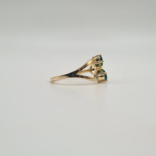 Bague 53 Bague "toi et moi" or jaune 18 carats sertie de 3 émeraudes 58 Facettes