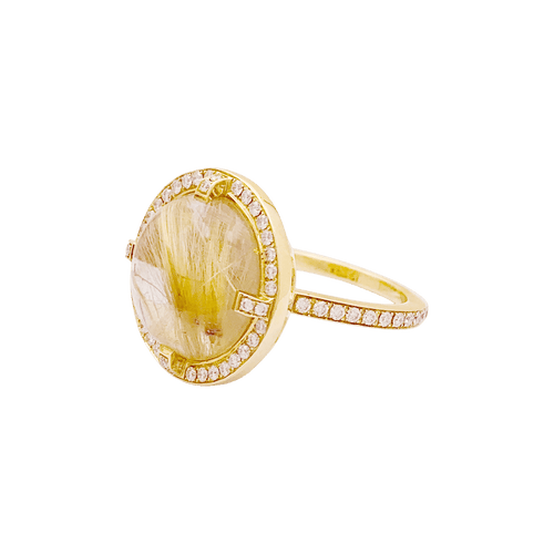 Bague 53 Bague CHAUMET, "Attrape Moi Si Tu M'aimes", "Galet", or jaune, diamants, quartz rutile. 58 Facettes 34773