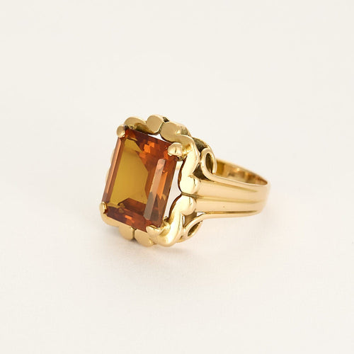 Bague 53,5 Bague cocktail en or jaune et pierre jaune de synthèse 58 Facettes LIS18612