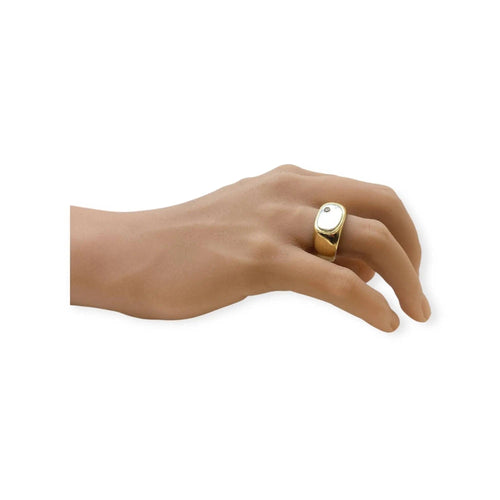 Bague 62 Chevalière en or jaune, or blanc et diamants 58 Facettes 330079748