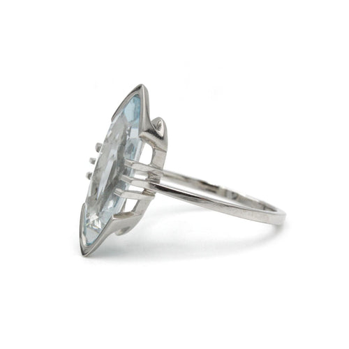 Прстен - бело злато и аквамарин