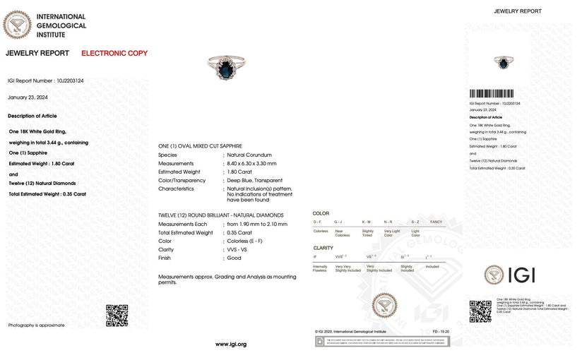 Bague 59.5 Bague classique en or blanc avec diamants et saphir 58 Facettes