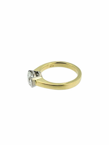 Bague 54 Bague solitaire certifiée HRD en or jaune et blanc avec diamant naturel de 1,30 ct 58 Facettes