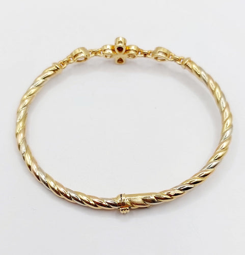 Bracelet Bracelet art déco trois or jaune torsadé et diamants 58 Facettes A05734