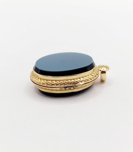 Pendentif Pendentif porte photo antique or jaune 18k plaques d'agate (circa 1900) 58 Facettes A06013
