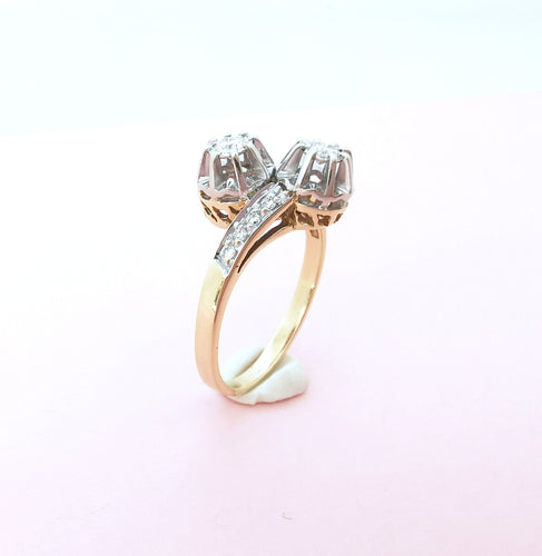 Bague 58.5 Bague de fiançailles vintage Toi et Moi - Diamants - Or 58 Facettes AA 1644