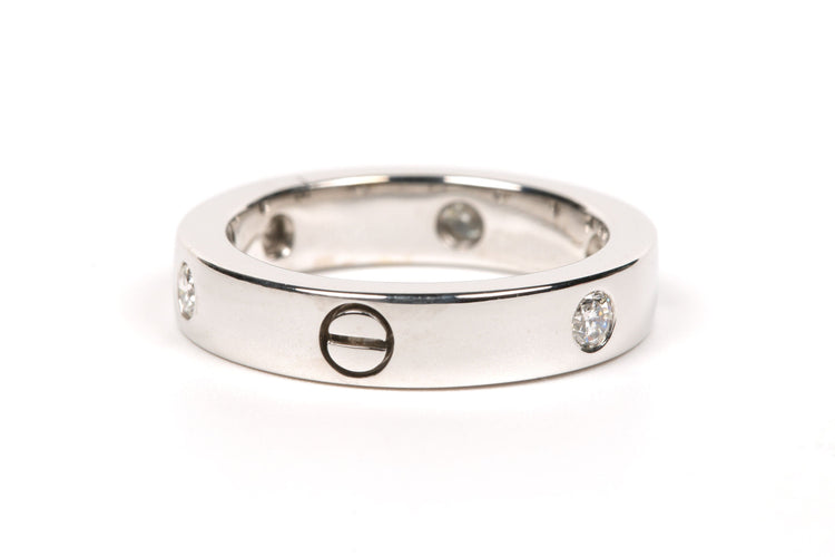 Bague 49 Bague contemporaine en or blanc sertie de diamants 58 Facettes B415