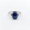 Bague 52 Bague vintage or blanc, cabochon de saphir naturel 3,65 carats, diamants 58 Facettes A05889