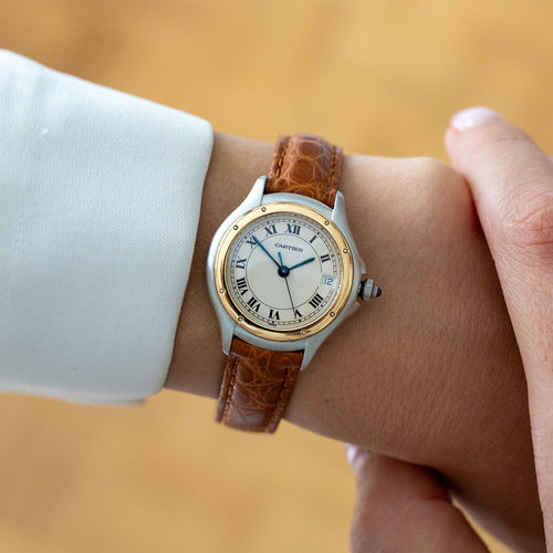 CARTIER - Panthère Cougar Relógio - Mostrador romano marfim - SM 