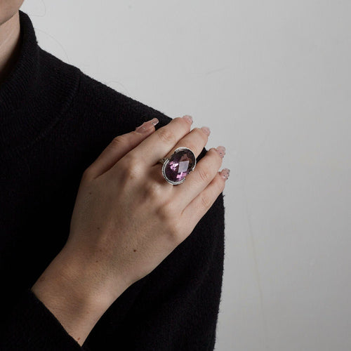 Bague 56 Bague Halo Diamants & Tourmaline 58 Facettes 1185