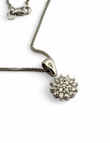 Collier Collier chaîne + Pendentif fleur en or et diamants 58 Facettes